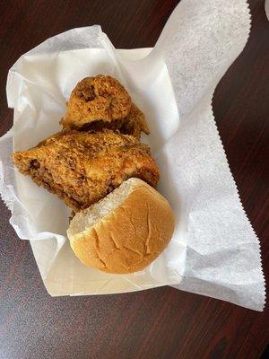 Fried chicken with a hint of curry I believe. So tasty.