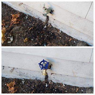 Exterior faucet replaced.