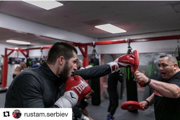 MMA fighter Rustam Serbiev with Coach Hector