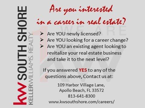 Interested in a career in real estate? Visit www.kwsouthshore.com/careers/