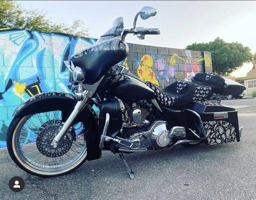 Harley Davidson transformed with this custom paisley print two tone with satin black.