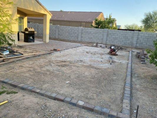 Pavers around where our grass will be put in!