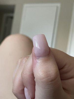 Acrylic not brought all the way to cuticle making them look old and like i need a fill on day one.