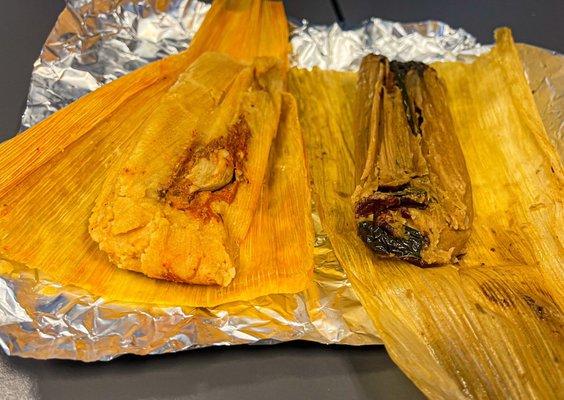 Pork Tamal  Poblano and Cheese Tamal