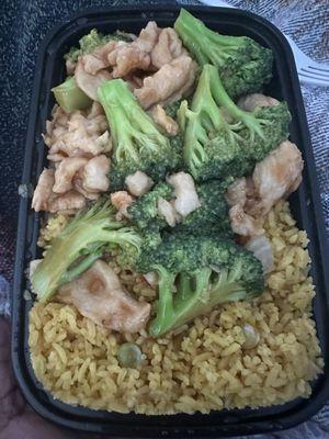 Broccoli and Chicken with Fried Rice