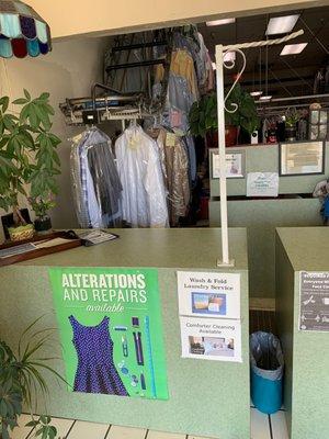 Alterations and repairs, wash and fold, comforter and area rug cleaning and shoe and purse repair and cleaned.