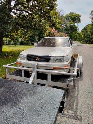 Hauling car out of town