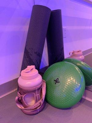 Burn - Barre in a Heated Room  Mats required - props provided (pictured is a green disc)