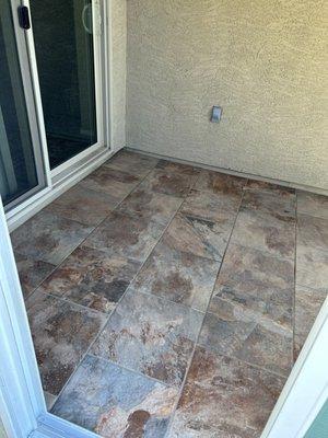 Tile in patio enclosure