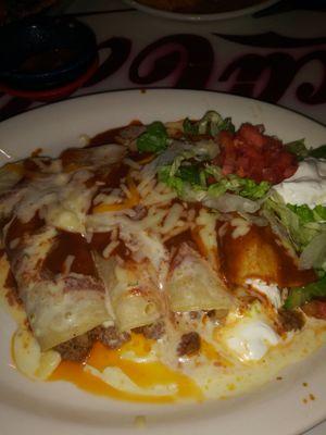 Beef enchiladas rancheros