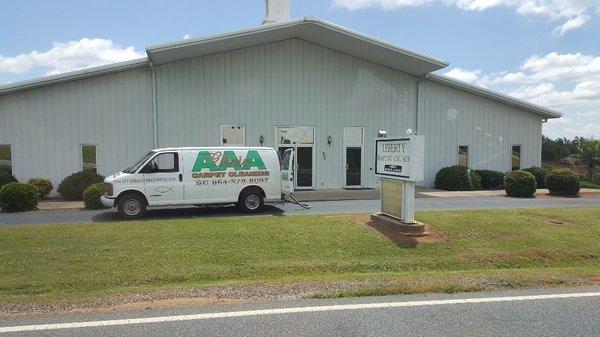 Cleaning carpet at Liberty Baptist Church in Inman