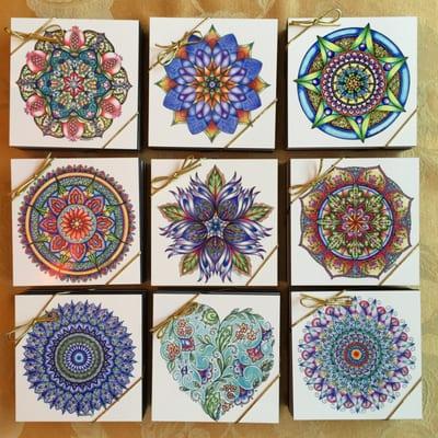 Mandala coaster sets of 4.  Available in many designs. Perfect for holiday gifts! $30