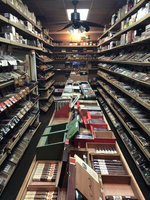 Inside the walk-in humidor.