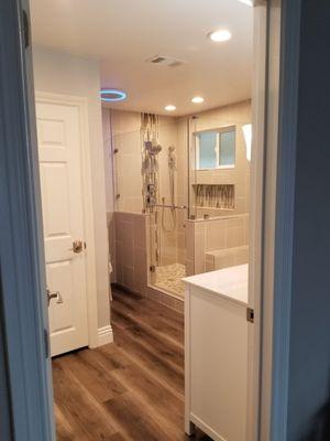 Frameless Shower Glass Door with towel bar combo