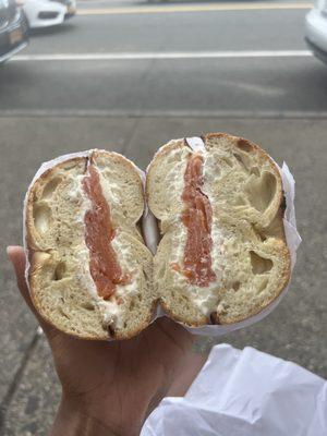 Sliced Lox with Cream Cheese Bagel