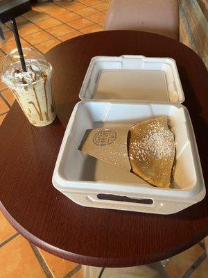 Amazing deluxe crepe and Carmel frappe.