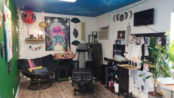 Taylor German's tattoo room in the shop