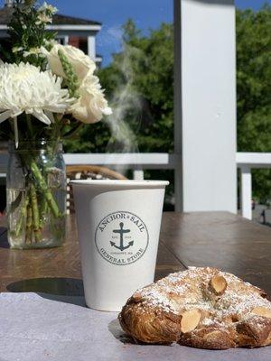 Enjoy the morning sun with a coffee and pastry.