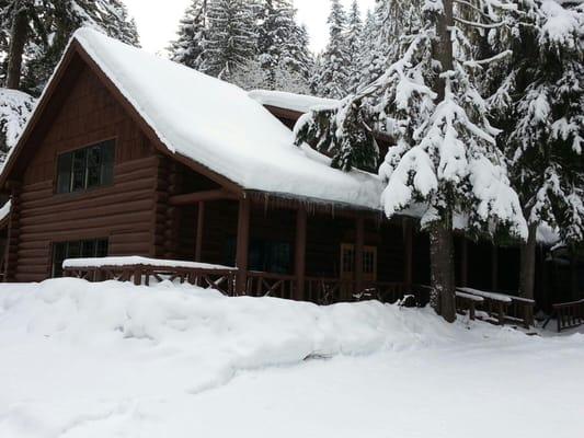 The lodges are kept nice and warm during the wintertime.