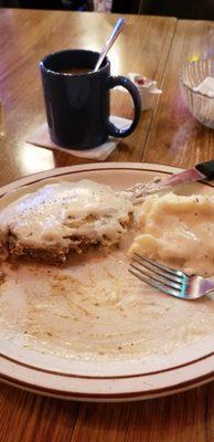 Chicken fried steak and mashed potatoes