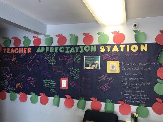 Teacher appreciation station.