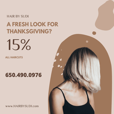 Hair By Sudi offers 15% discounts.