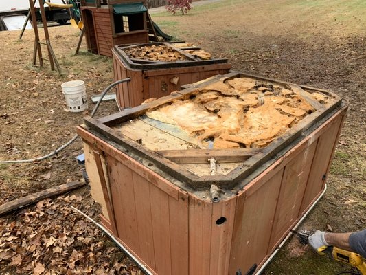 Hot tub in pieces