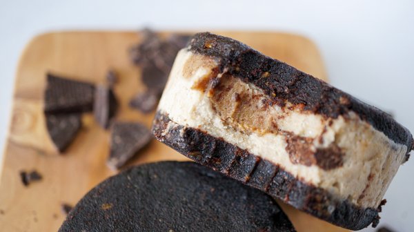 Caramel Nutella ice cream sandwich