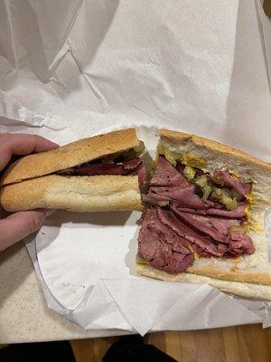 Barely filled large pastrami