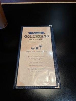 Goldbergs 132nd Menu