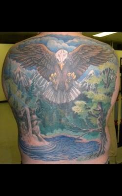 freehand eagle in wilderness