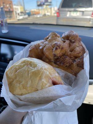 Raspberry filled and Apple fritter