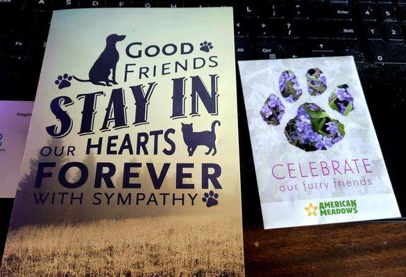 Sympathy card and forget-me-not seeds