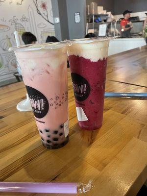 Cherry Bomb with boba, ice dragon