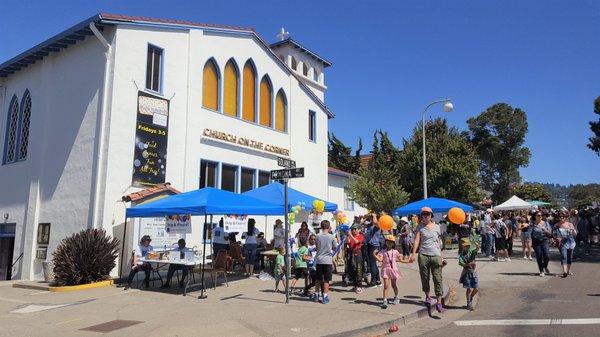 Our booths at the Solano Stroll 2019 right in front of our church building!