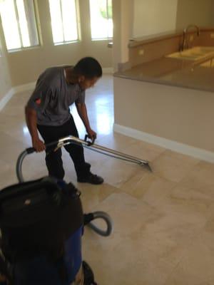 Extracting standing water from a water damaged home is the first step in the dry out process.