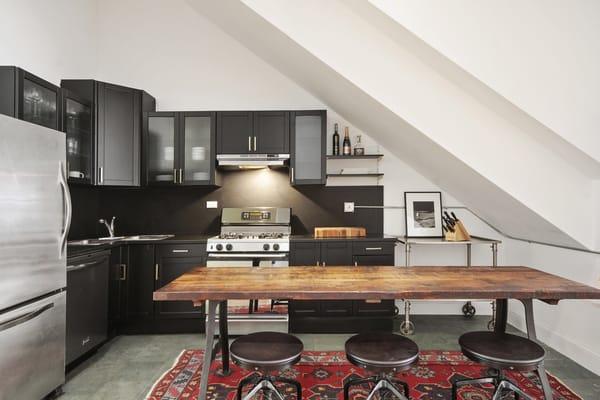 Jonah hill kitchen cabinets refinished into black!