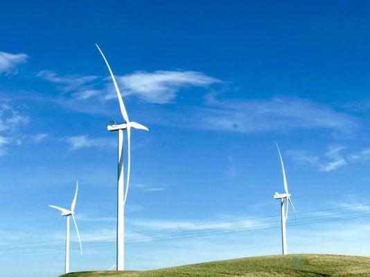 Palouse landscape with wind generator along I-195 north of Colfax