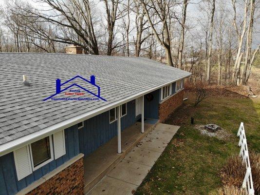 White Seamless Gutters, Downspout with White Solution Gutter Guards