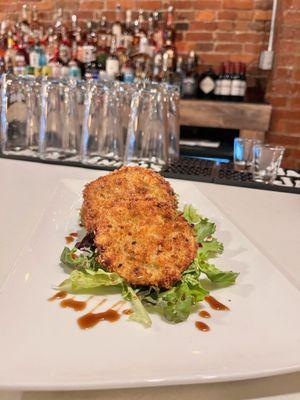 House-made panko crusted fried green tomatoes.