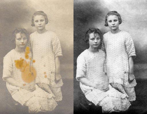 Destroyed Black and White Photo Repair