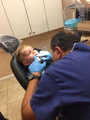 A few days late but it's always great with Dr. D! Counting my 3 year olds teeth with him. Another cavity free visit.