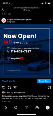 Kingwood Emergency Room off of NORTHPARK, now open!