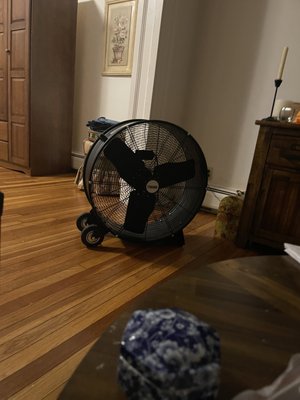 This is an amazing shop fan that can drown out any obnoxious neighbor. Best Buy EVER!!!