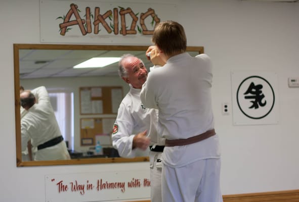 Student doing the 1st Wrist Technique on Sensei..