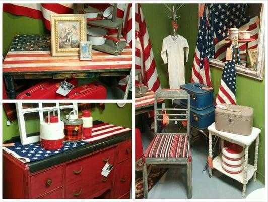 The booths and decor often change with the seasons at Cool and Collected.  Here is some Americana to celebrate the 4th of July.