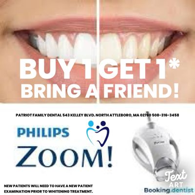 Whitening Promo - please check with front office for more details and to schedule your new smile now! 508-316-3458