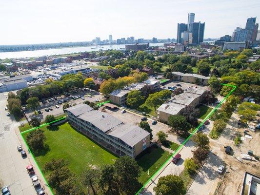 Park like setting next to the Dequindre Cut and Downtown