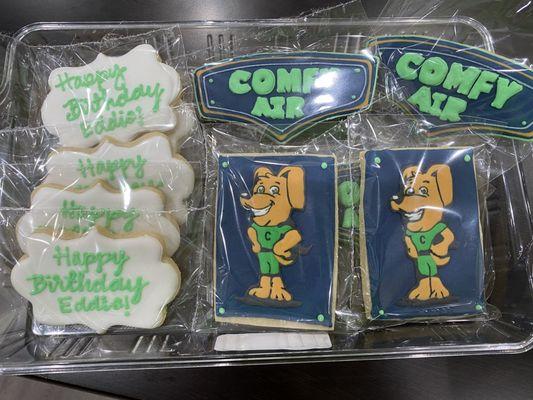 Comfy air cookies made for our boss birthday.