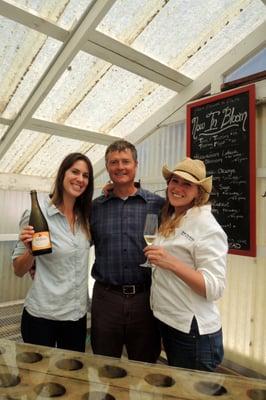 Heidrun Tasting Room guide Carly, owner Gordon, and Elizabeth